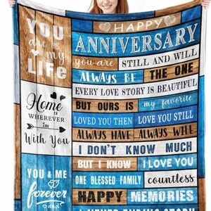Blue and Brown Anniversary Throw Blanket